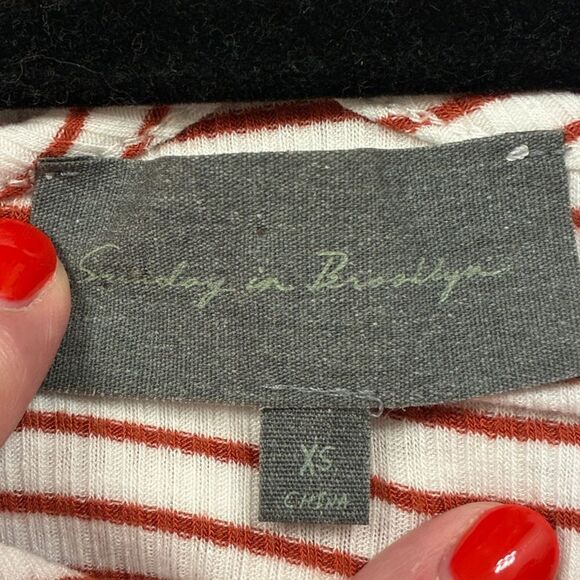 ANTHROPOLOGIE SUNDAY IN BROOKLYN Striped Tank Red White Women’s Size XS - Picture 4 of 5